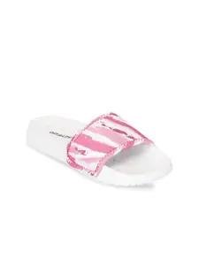 OFF LIMITS Women White & Pink Printed Sliders
