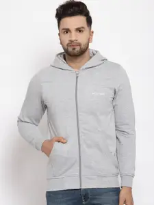 Kalt Men Grey Melange Hooded Sweatshirt