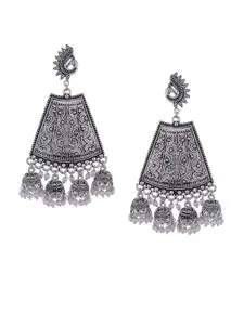 Silvermerc Designs Oxidised Silver-Plated Dome Shaped Drop Earrings