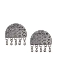 Silvermerc Designs Oxidised Silver-Plated Scribbed Geometric Drop Earrings