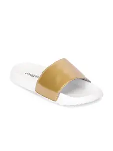 OFF LIMITS Women Gold-Toned Solid Sliders