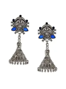 Silvermerc Designs Oxidised Blue Silver-Plated Classic Jhumkas