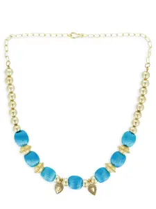 AKSHARA Girls Sky Blue Alloy Gold-Plated Handcrafted Necklace