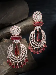 Saraf RS Jewellery Red Contemporary Chandbalis Earrings
