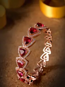 Saraf RS Jewellery Rose Gold-Plated & Magenta Handcrafted Bangle-Style Bracelet