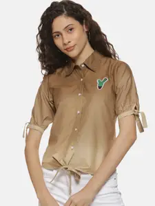 Campus Sutra Women Brown Regular Fit Ombre Casual Shirt