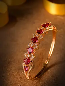 Saraf RS Jewellery Gold-Plated & Magenta Handcrafted Bangle-Style Bracelet