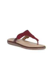 Bata comfit Women Red T-Strap Flats