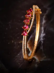 Saraf RS Jewellery Gold-Plated Ruby Stone & AD Studded Handcrafted Bangle-Style Bracelet