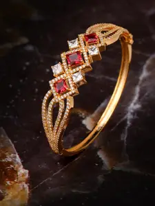 Saraf RS Jewellery Women Gold-Plated & Magenta AD Handcrafted Bracelet Bangle-Style