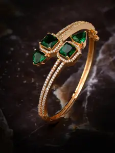 Saraf RS Jewellery Gold-Plated & Green Handcrafted Bangle-Style Bracelet