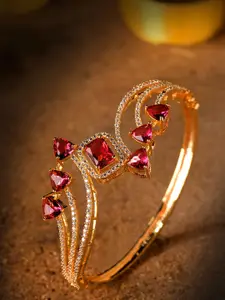 Saraf RS Jewellery Gold-Plated & Magenta Handcrafted Bangle-Style Bracelet