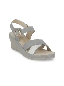 Bata comfit Women Grey Colourblocked Sandals