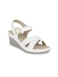Bata Women White Solid Sandals