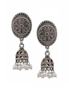 Silvermerc Designs Silver-Plated Dome Shaped Jhumkas Earrings