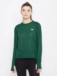 Clovia Women Green Round Neck Slim Fit T-shirt