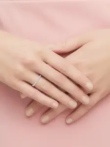 SWAROVSKI Rhodium-Plated Silver-Toned & White Crystal-Studded Vittore Finger Ring