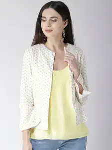 Sera Women Off White & Grey Printed Shrug