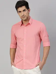 RARE RABBIT Men Coral Regular Fit Solid Cotton Casual Shirt