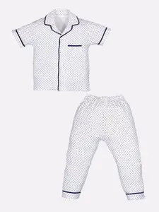 BABY GO Girls White Abstract Night Suit