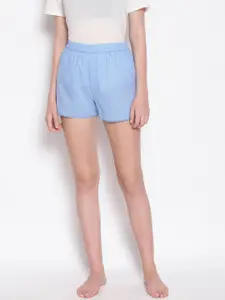 Oxolloxo Women Blue Lounge Cotton Shorts
