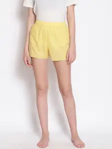 Oxolloxo Women Yellow Lounge Cotton Shorts