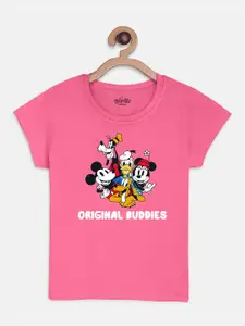 Kids Ville Mickey & Friends Girls Pink Printed T-shirt