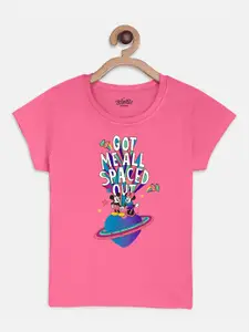 Kids Ville Mickey & Friends Girls Pink Mickey & Minnie Printed T-shirt