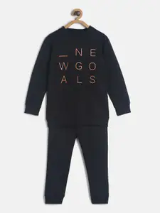 TALES & STORIES Boys Black Printed T-shirt with Pyjamas