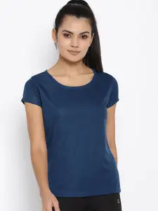 ScoldMe Women Teal Blue Slim Fit T-shirt