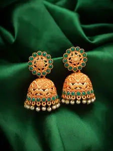 aadita Gold-Toned Contemporary Jhumkas Earrings