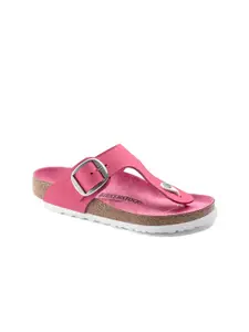 Birkenstock Women Gizeh Big Buckle Nubuck Leather Pink Regular Width Sandals