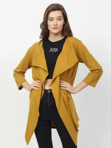 Rigo Women Mustard Yellow Longline Waterfall Cotton Shrug