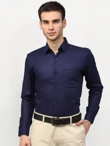 JAINISH Men Navy Blue Solid Regular Fit Formal Shirt