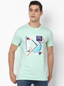 Allen Solly Sport Men Green & Blue Printed Round Neck  T-shirt