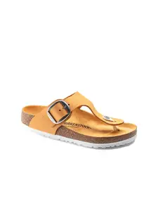 Birkenstock Women Regular Width Orange Leather Comfort Sandals
