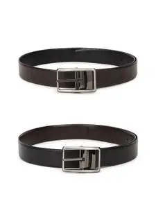 Van Heusen Men Brown & Black Textured Reversible Leather Belt