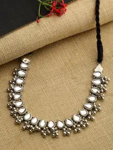 NEUDIS Silver-Plated & Black Oxidised Statement Necklace