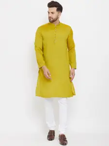 even Men Green Solid Kurta