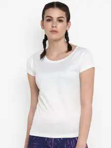 ScoldMe Women Off White Slim Fit T-shirt