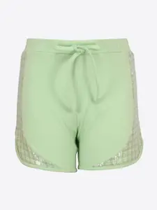 CUTECUMBER Girls Green Mid-Rise Sports Shorts