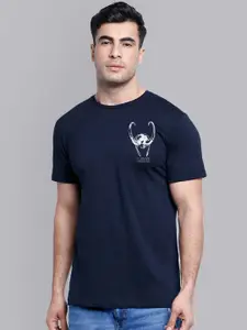 Free Authority Men Navy Blue Loki Printed T-shirt