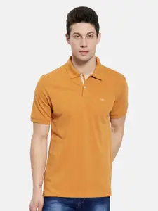 Octave Men Mustard   Polo Collar Applique T-shirt