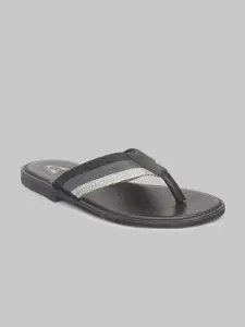 V8 by Ruosh Men Black & Grey Leather Comfort Sandals