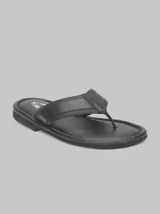 V8 by Ruosh Men Black Leather Comfort Sandals
