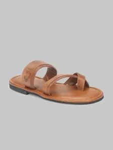 V8 by Ruosh Men Tan Brown  Leather Comfort Sandals