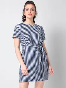 FabAlley Women Blue & White Striped Shift Dress
