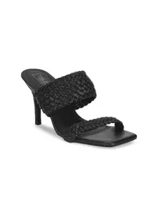 Truffle Collection Women Black Woven Design Sandals