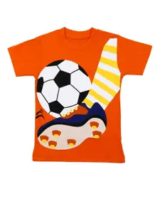 Crunchy Fashion Boys Orange Graphic Printed T-shirt