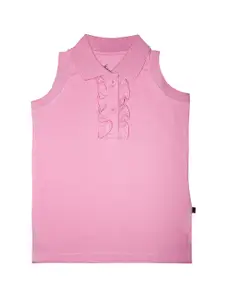 KiddoPanti Girls Pink   V-Neck T-shirt